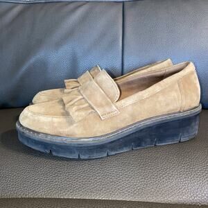 Clarks Airabell Women Wedge Slip Ons Suede Brown Tan Comfort Support Sz 8.5